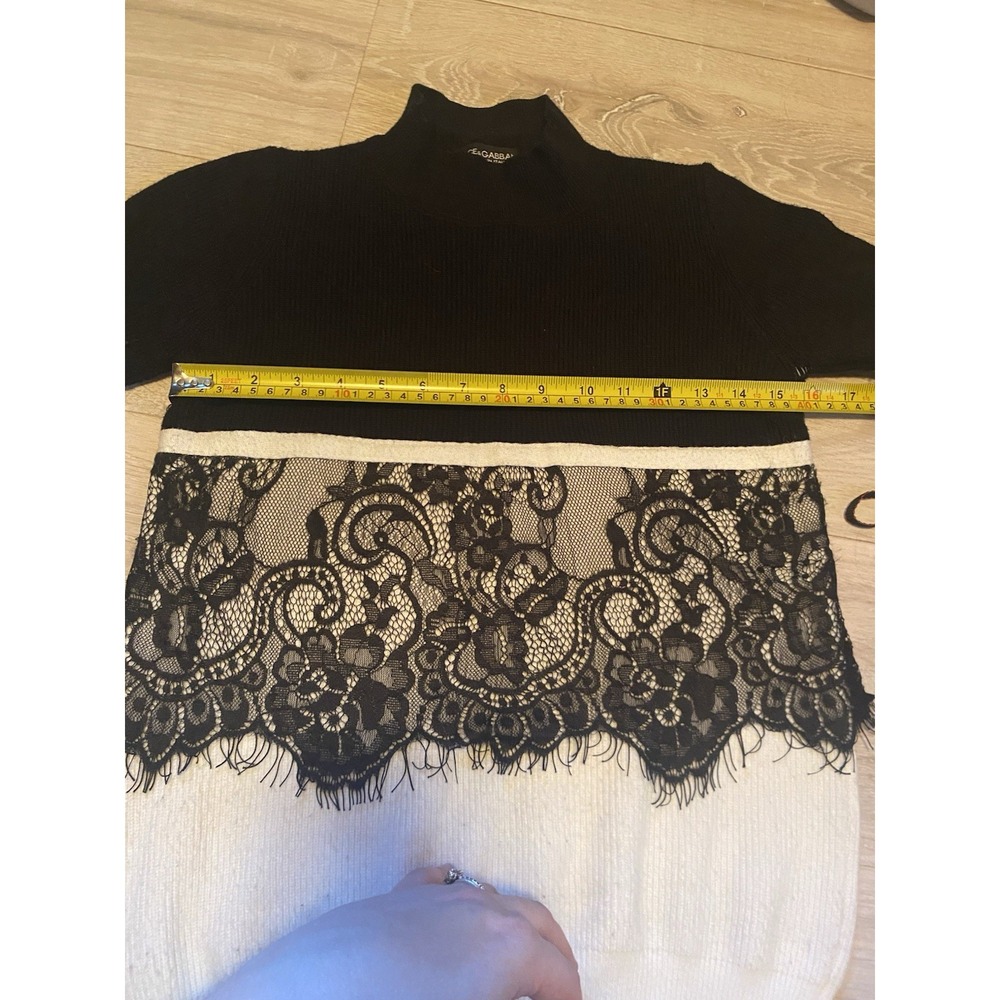 Dolce & Gabbana Black White Lace Panel Knit Sweater Women's Made In Italy - Picture 6 of 7